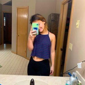 Blue red striped tank top